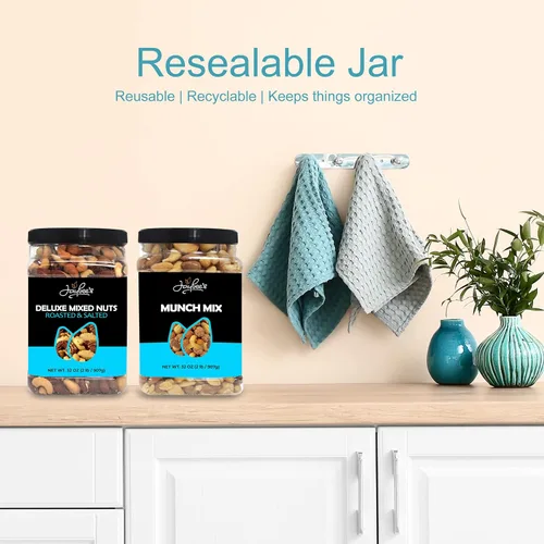 Miniatura 6 de Mixed Nuts Deluxe – Tostado y salado Recipiente reutilizable de 32 onzas Mezcla de aperitivos gourmet saludable con anacardos, almendras, nueces