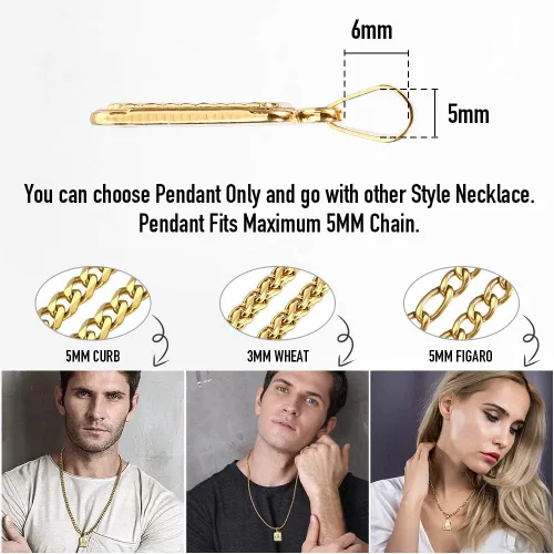 Miniatura 3 de Trendsmax Colgante rectangular con letra inicial para hombre y mujer, chapado en oro, cadena Rolo de 18 pulgadas