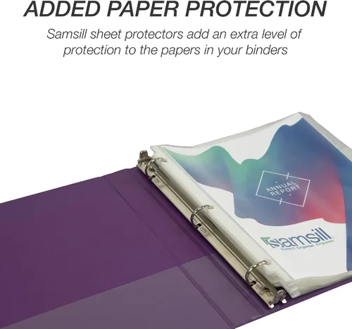 Miniatura 236 de Samsill - Carpeta duradera de 5 pulgadas, fabricada en los Estados Unidos, con anillos en D, transparente y personalizable, color blanco