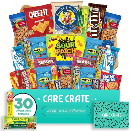 Paquete de cuidado de caja de aperitivos pequeña (paquete variado de 31 piezas), papas fritas, dulces, cacahuetes, palomitas de maíz, galletas,