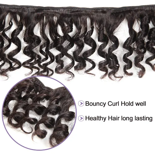 Miniatura 3 de Molefi Extensiones de cabello humano brasileño Funmi rizado, 4 paquetes de extensiones de cabello humano negro, extensiones de cabello corto rizado