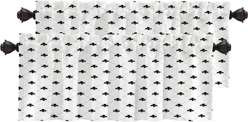 Miniatura 145 de Cortinas opacas de poliéster multicapa para cafetería, con diseño de diamantes, 2 unidades, 26 x 24 pulgadas