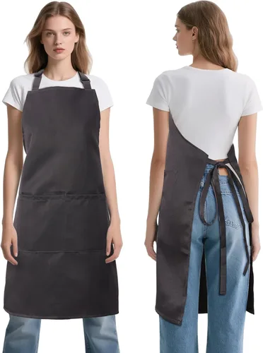 Miniatura 13 de Delantal de cocina para mujeres y hombres con bolsillos, delantales de arte de chef para cocinar, pintura, cerámica, cerámica