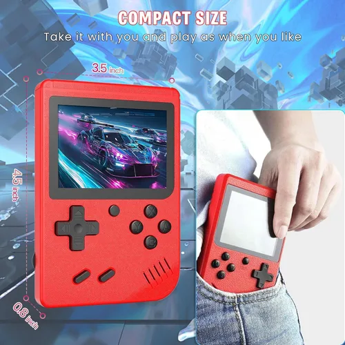 Miniatura 4 de Consola de juegos de mano retro incorporada 400 videojuegos, emulador portátil de mano con pantalla HD de 3.0 pulgadas y batería recargable, Rojo