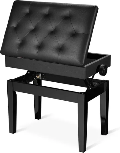 Miniatura 11 de AW Banco de piano ajustable con almacenamiento de madera marrón, taburete para teclado, asiento de cuero, silla Paino para piano, tienda de música