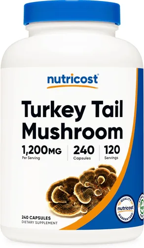 Nutricost Cápsulas de hongo cola de pavo de 1200 mg, 120 porciones (240 cápsulas), sin gluten, sin OMG y aptas para vegetarianos