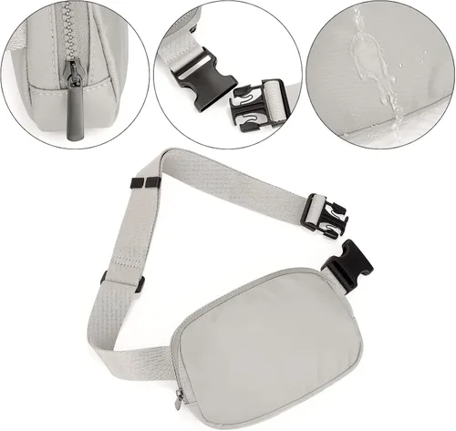 Miniatura 5 de Uromee Riñoneras para mujer, bolsa cruzada para cinturón de moda, ligera, para viajes, correr, senderismo, correa ajustable, 0235 Gris Claro