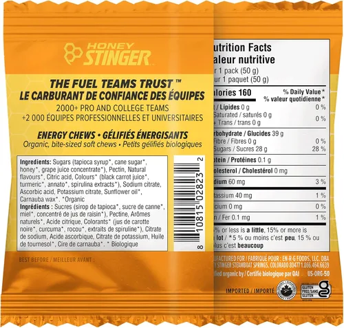 Miniatura 4 de Honey Stinger Masticables energéticos orgánicos Citrus Splash, sin gluten y sin cafeína, para ejercicio, correr y rendimiento, nutrición deportiva