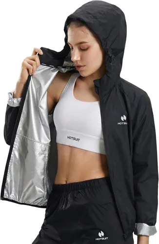 Miniatura 11 de HOTSUIT Traje de sauna para mujer, lavable a máquina, chaqueta de sauna, pantalones antidesgarros, trajes de sudor para entrenamiento de gimnasio