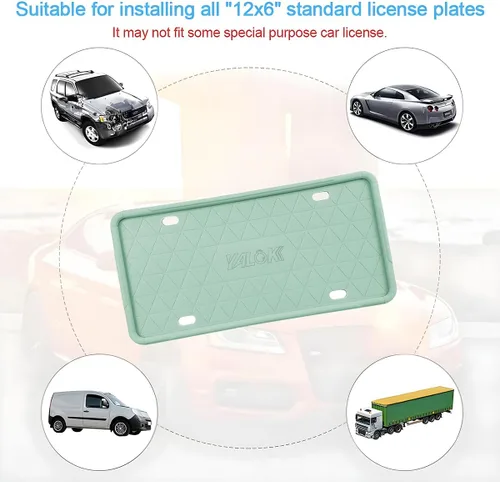 Miniatura 7 de YALOK - Marco de matrícula de silicona con agujeros de drenaje, soporte universal para matrícula de coche estadounidense. Accesorios para coche a