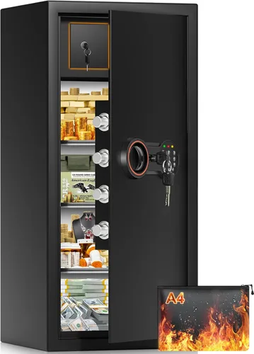 Miniatura 10 de [19.7 pulgadas de alto] Caja fuerte grande para el hogar, cajas fuertes antirrobo con sistema de alarma doble, teclado programable y llaves