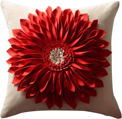 Miniatura 9 de OiseauVoler - Funda de cojín decorativa, hecha a mano, con girasol 3D, para sala de estar, hogar, cama, decoración de 18x18 pulgadas Azul-azul