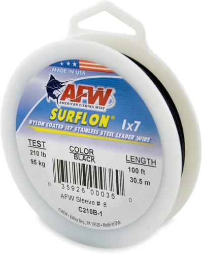 Miniatura 39 de Alambre de pesca americano Surflon recubierto de nailon 1x7 de acero inoxidable, línea líder de pesca para agua salada, prueba de 10 libras - prueba