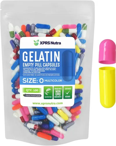 XPRS Nutra Cápsulas Vacías Tamaño 0 - 100 Cápsulas Vacías de Gelatina - Cápsulas DIY para Hacer Pastillas - Cápsulas de Gel de Píldora Bovina Pura