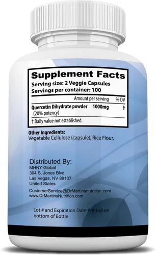 Miniatura 9 de Quercetina de 1000 mg - 200 cápsulas Apoyo inmunológico, antioxidante para alivio estacional de los senos nasales y salud cardiovascular