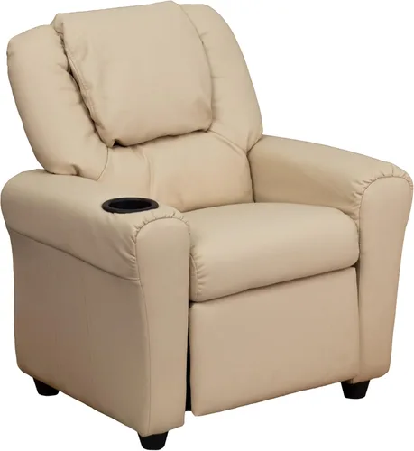 Miniatura 23 de Flash Furniture - Sillón reclinable contemporáneo para niños, color beige vinilo con base para vasos y reposacabezas