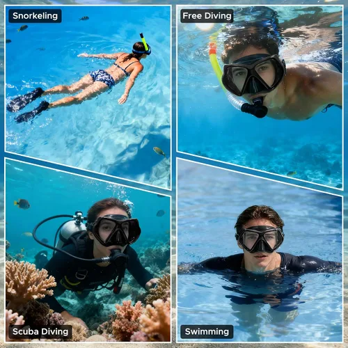 Miniatura 6 de Máscara de buceo Anti-niebla Natación Snorkel máscara para adultos Buceo Natación Snorkel Gafas Negro