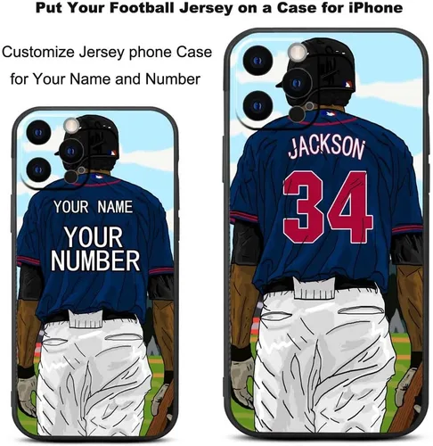 Miniatura 3 de Funda negra con nombre y número de camiseta de béisbol personalizada para iPhone 14, 13, 12, 11 Xs Max XR 8 7 6 Plus 11 Pro mini, silicona Minnesota