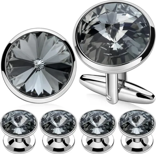Miniatura 15 de HAWSON Gemelos para hombre con juego de tachuelas de camisa de 4/6 piezas, caja de regalo, joyería para hombre o accesorios para boda, fiesta
