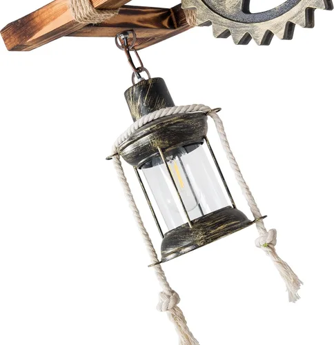 Miniatura 8 de Lámpara colgante de madera vintage industrial estilo vintage, lámpara de loft retro, lámpara de suspensión para cafetería, restaurante, isla