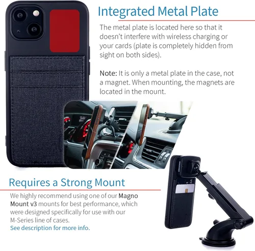 Miniatura 3 de Dockem Funda tipo cartera para iPhone 13 con carcasa de silicona líquida, placa de metal integrada para montaje magnético y 2 bolsillos para Negro