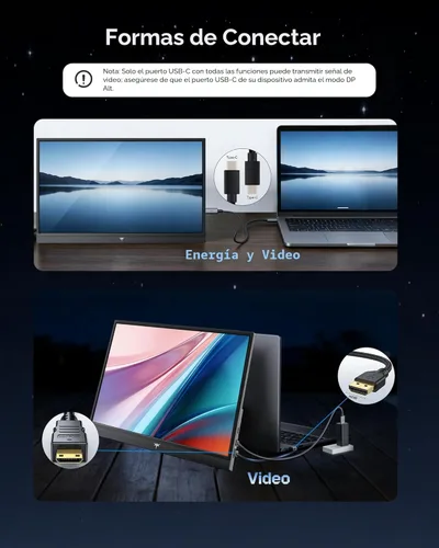 Miniatura 6 de KTC Monitor portátil de 15.6 pulgadas, FHD 1080P Extensor de monitor para portátil de viaje con USB-C HDMI, pantalla IPS HDR ultra delgada
