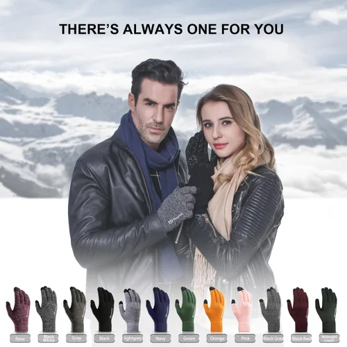 Miniatura 6 de TRENDOUX - Guantes de invierno para hombre y mujer, de punto, térmicos y cálidos, con pantalla táctil para clima frío, ideales para correr, conducir