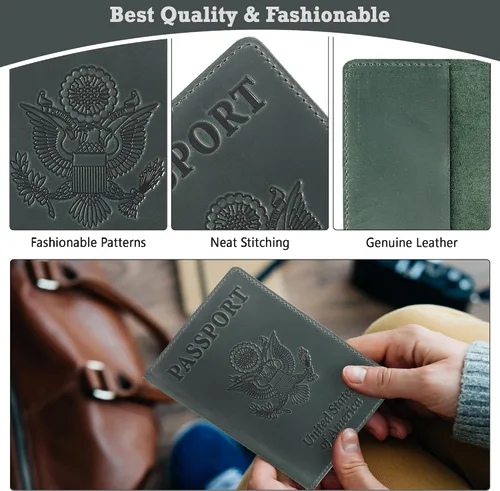 Miniatura 6 de funda para pasaporte unisex, Verde (Green Vintage)), 641171659699