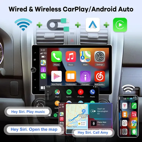Miniatura 4 de [2G+64G] Android 13 giratorio único DIN vertical coche estéreo 10.4 pulgadas pantalla táctil Radio unidad con Carplay inalámbrico y Android Auto/EQ