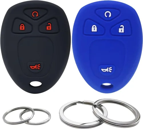 Funda de silicona para llavero de 2 piezas, protector sin llave compatible con Chevrolet Silverado Suburban Tahoe Traverse GMC Acadia Savana Sierra
