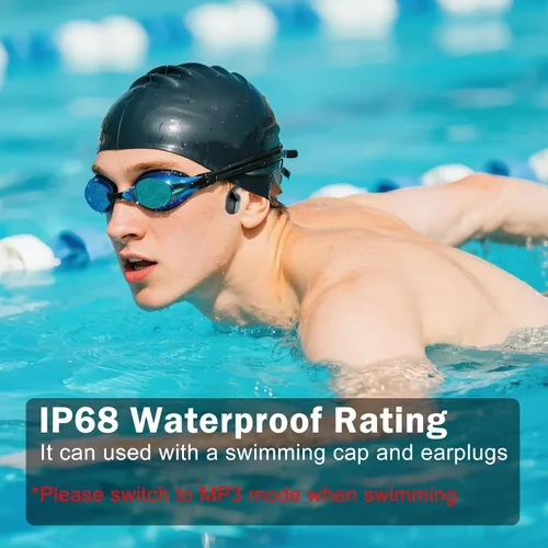 Miniatura 3 de Auriculares de natación, IPX8 impermeables de conducción ósea con MP3 incorporado, auriculares abiertos, auriculares de natación submarinos