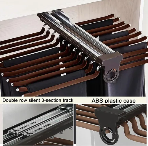 Miniatura 6 de Barra de armario extraíble, Rodamiento de 83.8 lbs retráctil Valet Rod, Carril de ropa extraíble de aleación de aluminio, Carril deslizante
