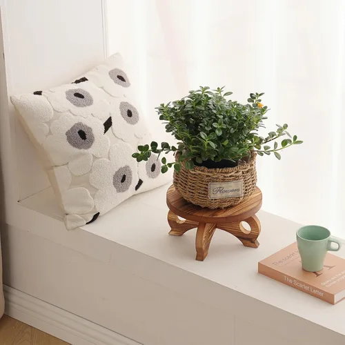 Miniatura 3 de Soporte Decorativo de Esquina para Plantas, Soportes de Madera para Plantas de Interior, Soporte para Plantas con Altura, Soportes Redondos