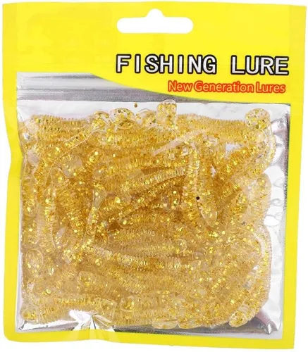 Miniatura 10 de 50 señuelos de pesca suaves de 2.0 in, cebo de pesca de plástico, cola en T, cebos para gusanos, accesorios de aparejos de pescado, 9 colores Rosa