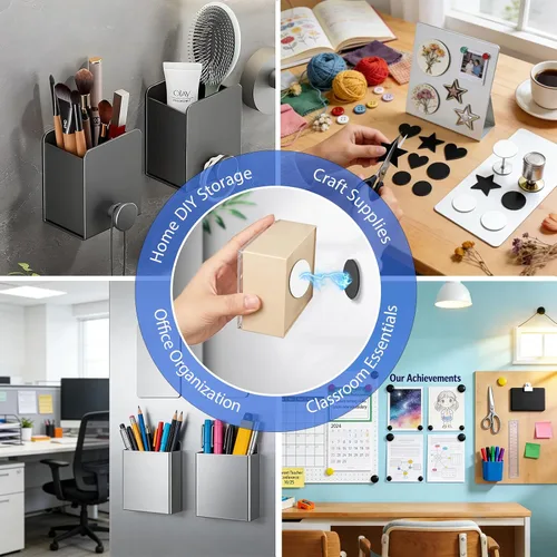 Miniatura 8 de Towjug Imanes adhesivos flexibles y placas redondas de metal, 56 puntos magnéticos adhesivos con calcomanías de hierro para manualidades