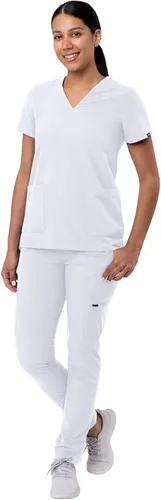 Miniatura 5 de Adar - Uniforme tipo filipina, con camisa de cuello en V y pantalones con bolsillos tipo cargo, para mujer