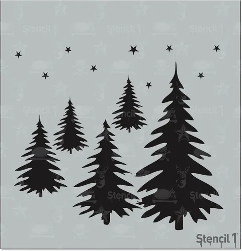 Miniatura 10 de Stencil1 Plantilla de ramas de acebo y hoja perenne – Plantilla de invierno reutilizable para manualidades, decoración de vacaciones, pintura sobre