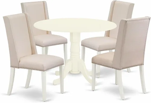 Miniatura 22 de East West Furniture DLFL3-ABK-21 - Juego de mesa de comedor de 3 piezas contiene una mesa de cocina redonda con gotas y 2 sillas de comedor Parsons