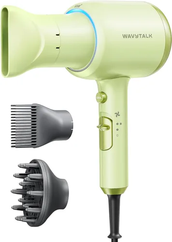 Secador de pelo Wavytalk con difusor, secador iónico soplado para cabello rizado con peine, secador de 1875 W de secado rápido con tecnología de