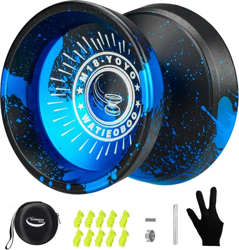 M18 Kit de Yoyo Metálico Sensible e Insensible - Yoyo Profesional para Principiantes y Adultos con Juego de Trucos, Rodamiento, Cuerdas, Estuche y