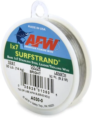 Miniatura 28 de Surfstrand Bare 1x7 Cable Líder de Acero Inoxidable - Línea Líder de Pesca para Agua Salada, 20lb Test - 325lb Test en Brillante, Camuflaje