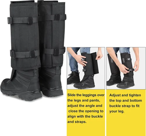 Miniatura 3 de QOGIR Polainas de serpiente para cazar: protectores de serpiente duraderos, polainas de polaina de serpiente para hombres y mujeres, protección Negro