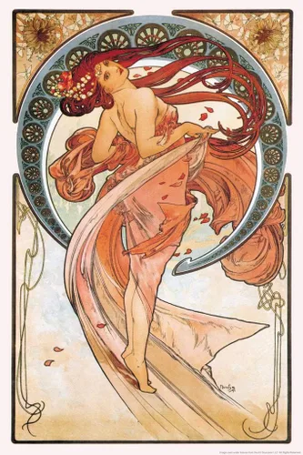 Miniatura 2 de Póster laminado de Alphonse Mucha Pintura de danza 1898 Pintor Checo Bohemio 1900s Nuevo Póster Vintage Póster de borrado en seco Arte de pared 12x18