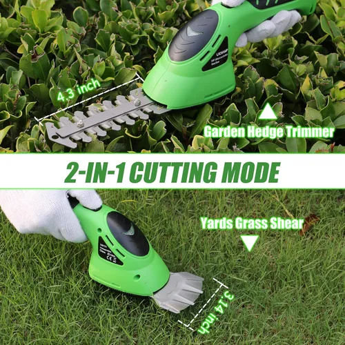 Miniatura 3 de Lichamp CGS-3602 CGS-3602 - Cortadora de setos eléctrica de mano 2 en 1 con batería recargable para jardín y césped, CGS-3602 Verde
