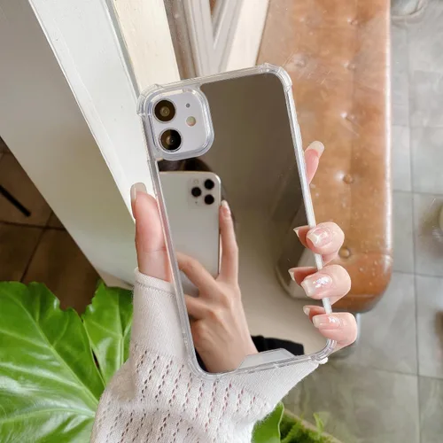 Miniatura 4 de Funda compatible con iPhone 11 con espejo con parachoques a prueba de golpes, parte trasera dura, delgada, cubierta protectora delgada para niñas