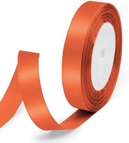Miniatura 175 de Cinta de satén de 5/8" x 100 yardas - Cinta de seda naranja otoñal con carrete - Ideal para envolver regalos, ramos florales, manualidades