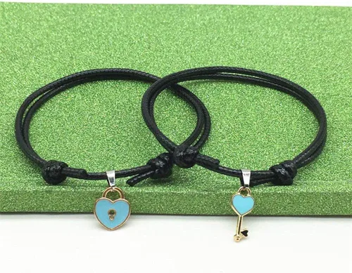 Miniatura 8 de MileHouse - Pulsera de moda para niñas y mujeres, 1 pieza de bisutería con cierre de llave, diseño de corazón, color negro