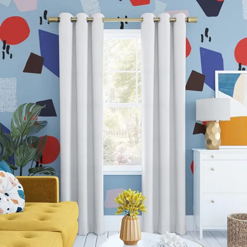 Miniatura 18 de Sun Zero Halton Bright Vibes Panel de Cortina Opaca Total con Ojales, 40" x 63", Azul Clásico