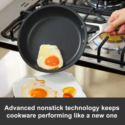 Miniatura 6 de MsMk Sartén antiadherente pequeña de 7 pulgadas con tapa, sartén antiadherente para tortilla de huevos, sin PFAS y PFOA, no tóxico, sartén