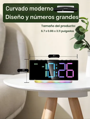 Miniatura 2 de Cadmos Reloj Despertador Extra Fuerte para Personas de Sueño Pesado Adultos, Adolescentes, Niños, Reloj Arcoíris para Dormitorios, Pequeño Reloj